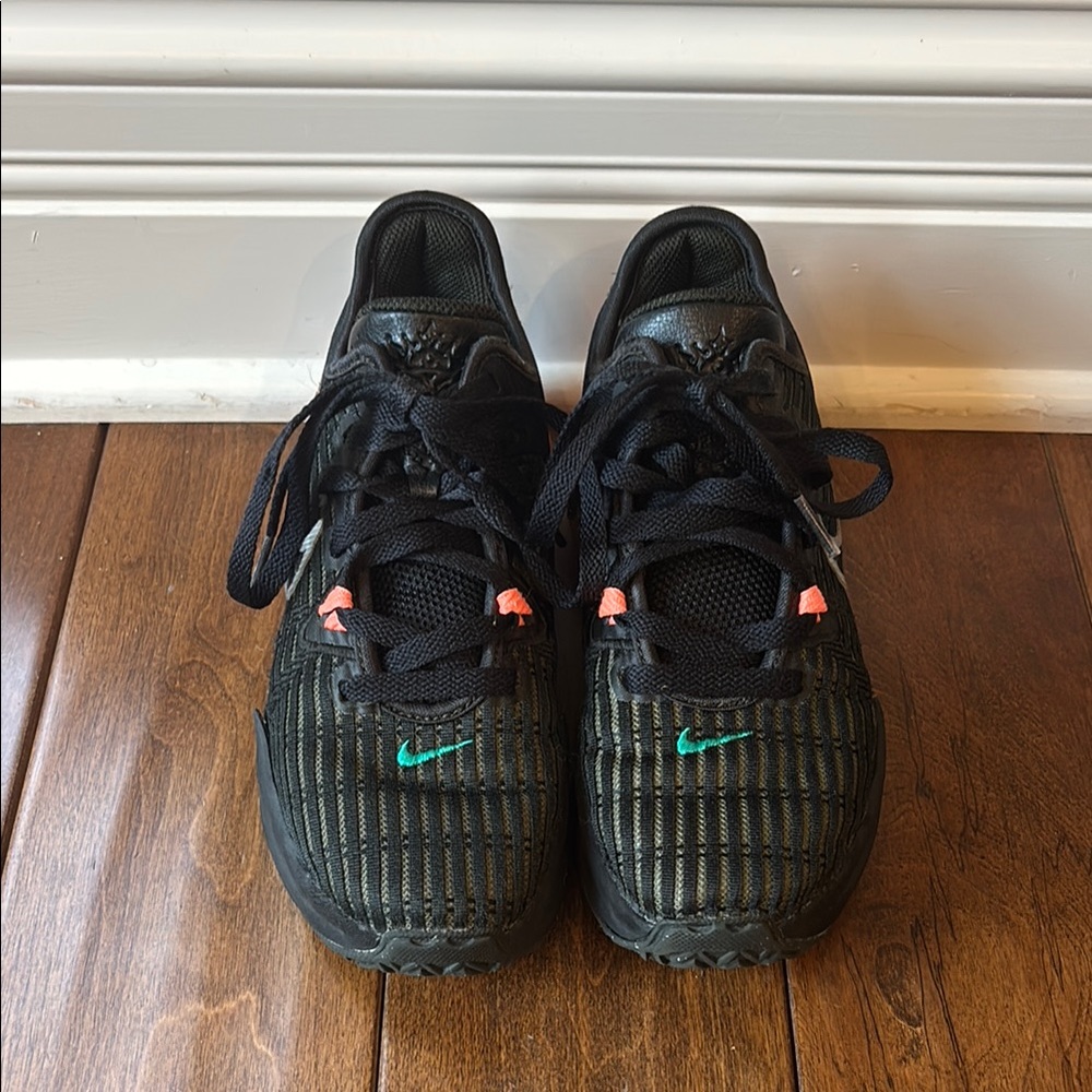 Nike Kids Black Sneakers with Green and Pink Accents